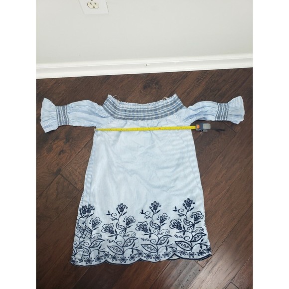 Altar'd State Blue Striped Embroidered Short Preppy Shift Dress Size S Small - Picture 4 of 9